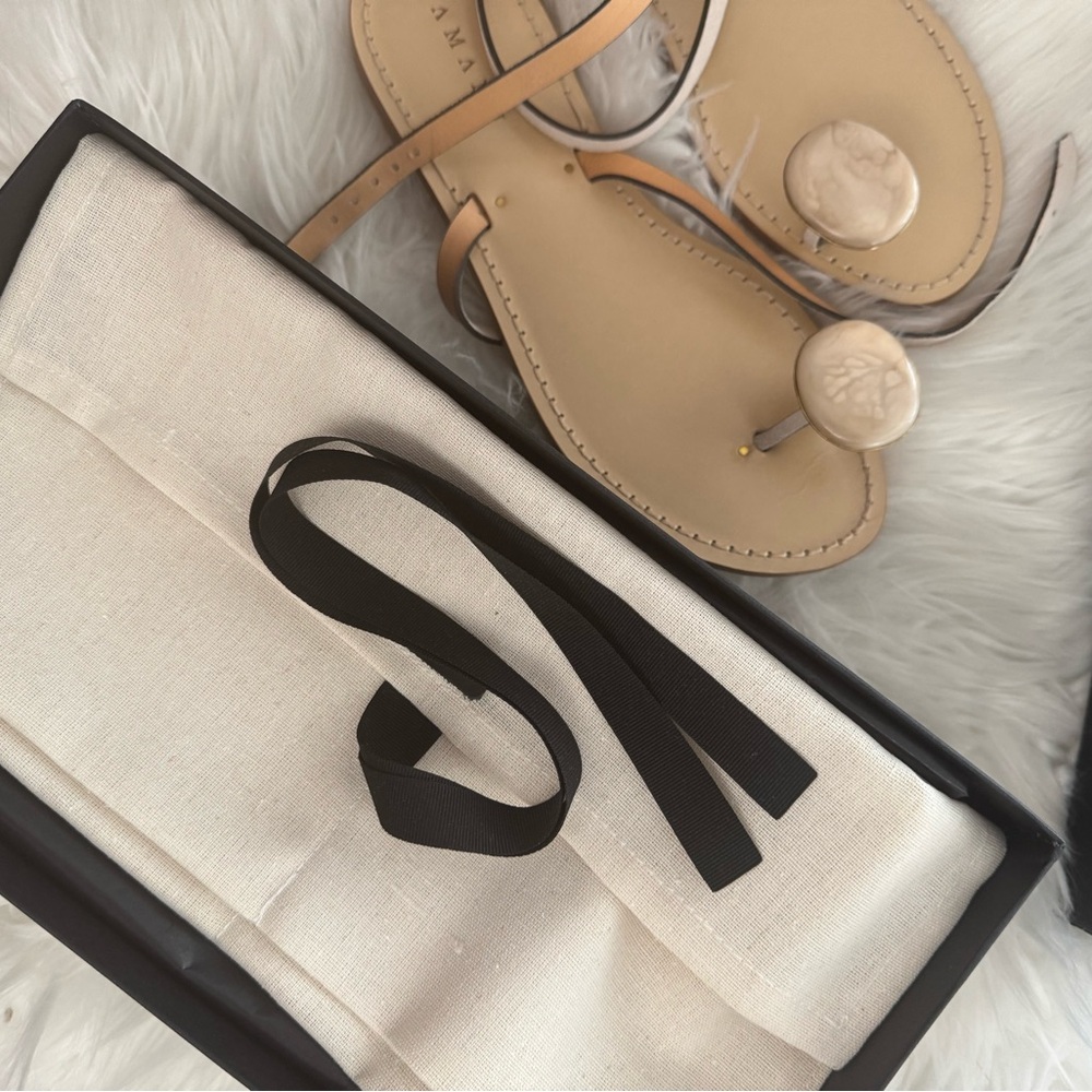 Amanu Kigali Embellished Suede Sandals in Beige - Picture 4 of 6